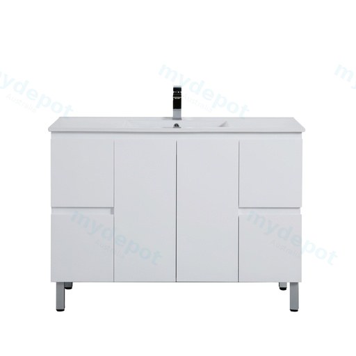 1190*455*860mm Gloss White Alpha Free Standing PVC Vanity Single Bowl