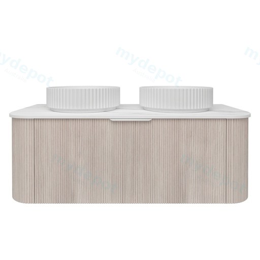 1190*493*400mm Costal Oak Agena Fluted Wood Grain Wall Hung Vanities Soft Closing Drawer Pull Out With Handle