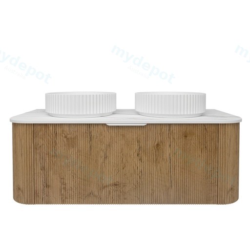 1190*493*400mm Prime Oak Agena Fluted Wood Grain Wall Hung Vanities Soft Closing Drawer Pull Out With Handle