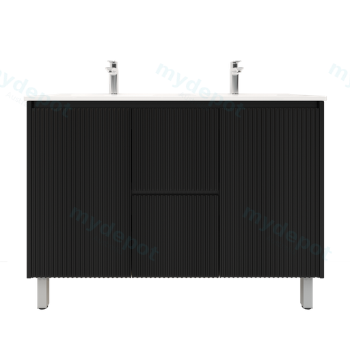 1200mm Brio Freestanding Bathroom Vanity Cabinet Only PVC Fluted Matte Black