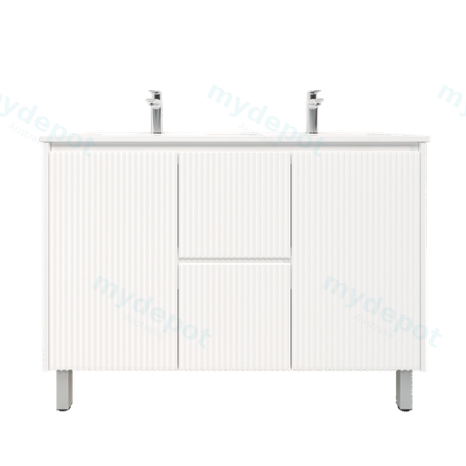 1200mm Brio Freestanding Bathroom Vanity Cabinet Only PVC Fluted Matte White