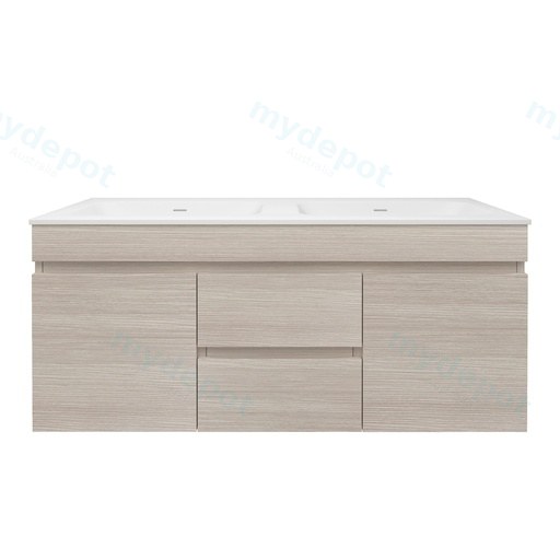 1190X455X500mm Camden Mordern Wall Hung Cabinet Coastal Oak,Soft Closing Finger Pull Doors, Middle Drawers