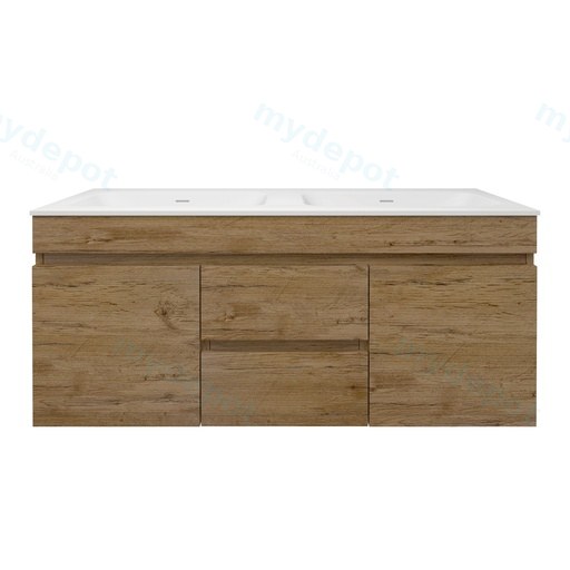1190X455X500mm Camden Mordern Wall Hung Cabinet Prime Oak,Soft Closing Finger Pull Doors, Middle Drawers
