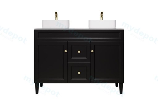 1190X455X860 Matte Black Harold Federation Free Standing PVC Cabinet,For Double Bowl