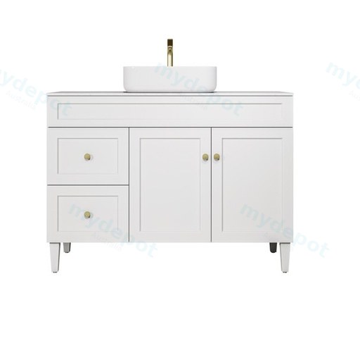 1190X455X860mm Matte White Harold Federation Free Standing PVC Cabinet,Left Hand Drawers
