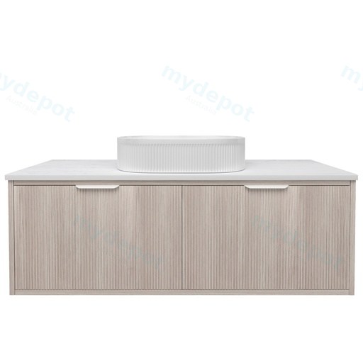 1190x455x400mm Kliff Fluted Wood Grain Vanity Coastal Oak Soft Closing Drawer Pull Out With Handle
