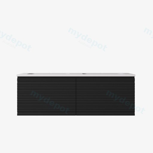 1190x455x400mm Matte Black Sedona Modern Fluted Wall Hung PVC Cabinet,For Double Bowl