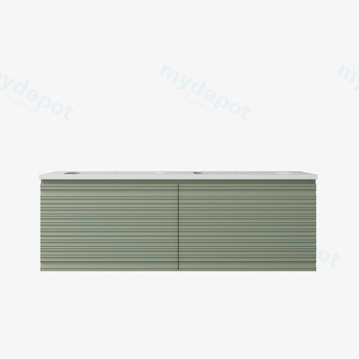 1190x455x400mm Olive Green Sedona Modern Fluted Wall Hung PVC Cabinet