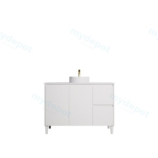 1190x455x860mm Matte White Crete Modern Free Standing Vanity,Right Hand Drawers