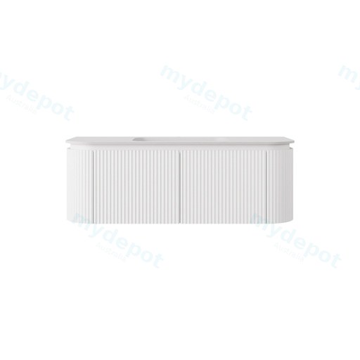 1190x495x400mm Matte White Estella Modern Wall Hung Vanity PVC Cabinet Two Middle Drawer Plus Two Side Drawers Soft Closing Door And Drawers