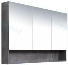 1200*150*780mm Rock Cemento Wall Hung Woodgrain Mirror Cabinet Three Doors