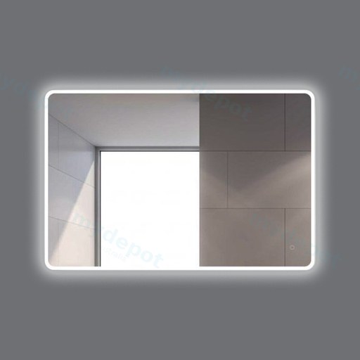 1200*800mm Curved Rim Rectangle 3 Color Lighting Acrylic LED Mirror Touch Sensor Switch Wall Mounted Vertical or Horizontal