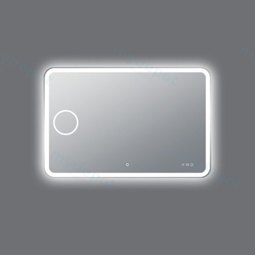 1200*800mm Curved Rim Rectangle 3 Color Lighting Backlit Acrylic LED Mirror Magnifier Touch Sensor Switch Defogger Pad Wall Mounted Digital Clock with Temperature