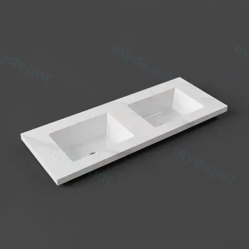12000x460x190mm Carrara White Sintered Stone Seamlessjoined With Fine Ceramic Basin Double Bowl No Tap Hole