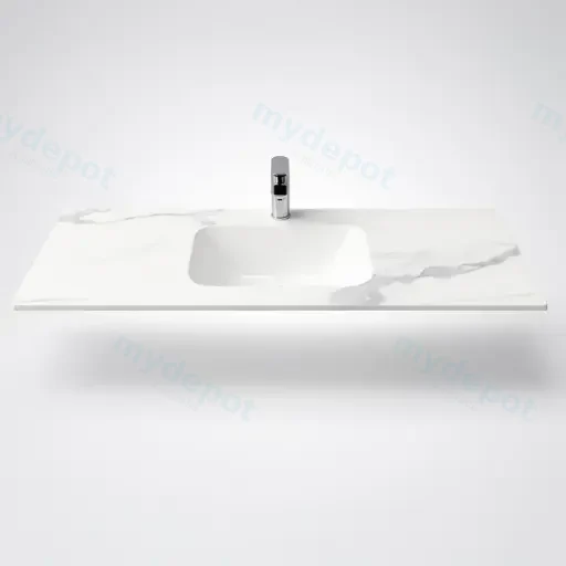 1200Lx460Dx180Hmm White Marble Look Sintered Stone Top With Undermount Basin
