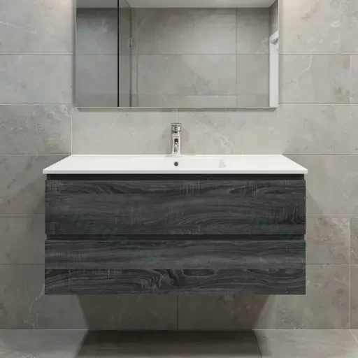 1200mm Dark Grey MDF 2 Drawers Wall Hung Bathroom Vanity Cabinet Only