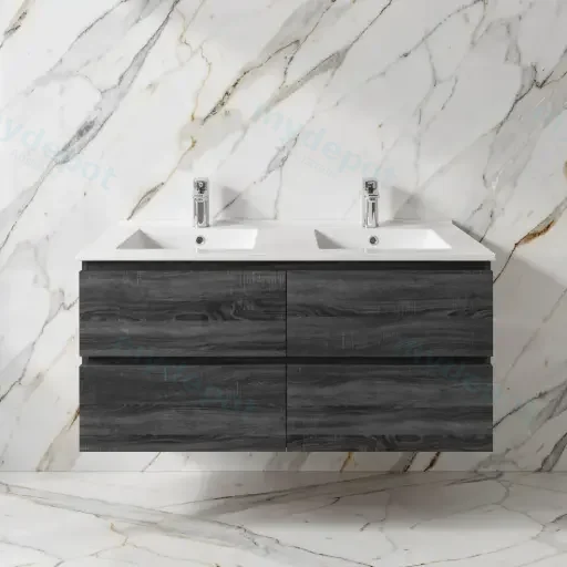 1200mm Dark Grey MDF 4 Drawers Wall Hung Bathroom Vanity Cabinet Only