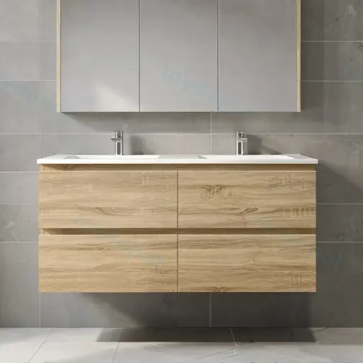 1200mm White Oak MDF 4 Drawers Wall Hung Bathroom Vanity Cabinet Only