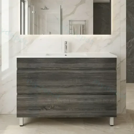 1200mm Dark Grey MDF 2 Drawers Freestanding Vanity Cabinet Only