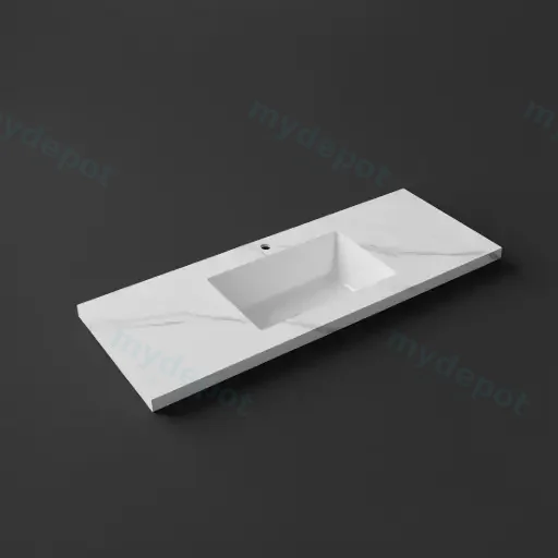 1200x460x190mm Carrara White Sintered Stone Seamlessjoined With Fine Ceramic Basin