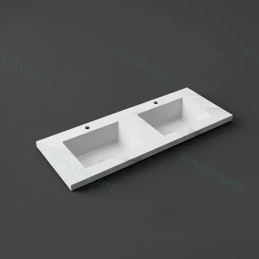 1200x460x190mm Carrara White Sintered Stone Seamlessjoined With Fine Ceramic Basin Double Bowl