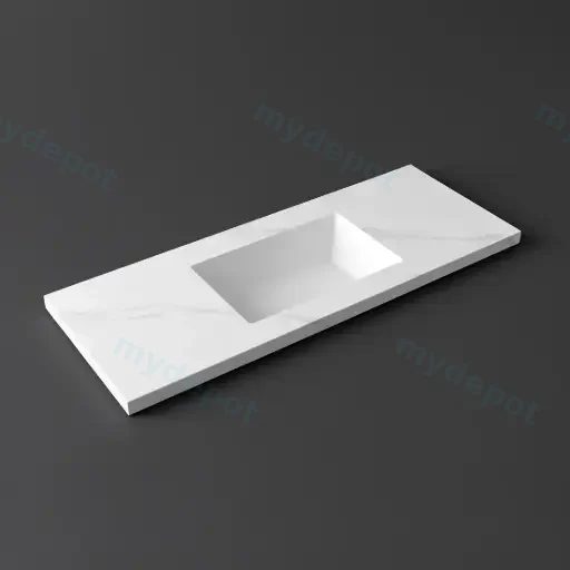 1200x460x190mm Carrara White Sintered Stone Seamlessjoined With Fine Ceramic Basin Single Bowl No Tap Hole