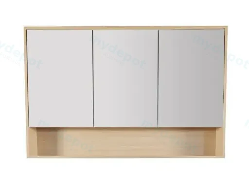 1200x150x780mm Hera Tas Oak MDF Shaving Cabinet With Three Doors Four Fixed Shelves