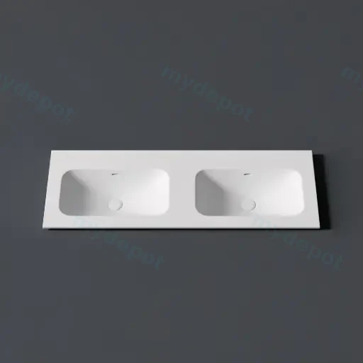 1205X465X145 Matte White Chasey Solid Surface Stone Basin Double Bowl
