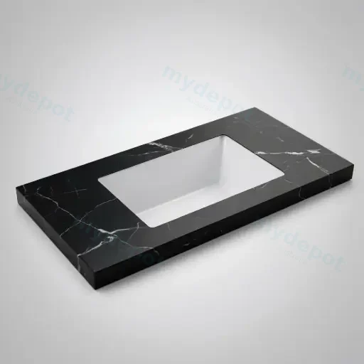 1205X465X50mm Calacatta Night Black Sintered Stone Semless Joined With Fine Ceramic Basin Stone Single Bowl