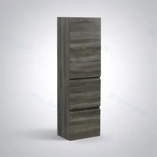 1350mm Dark Grey MDF Board with PVC Vacuum Filmed 2 Drawer 1 Door Tall Boy
