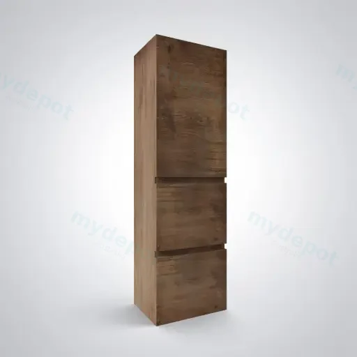 1350mm Dark Oak MDF Board with PVC Vacuum Filmed 2 Drawer 1 Door Tall Boy