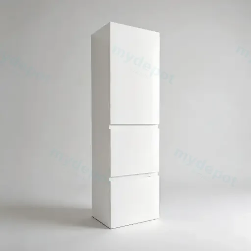1350mm Matte White MDF Board with PVC Vacuum Filmed 2 Drawer 1 Door Tall Boy