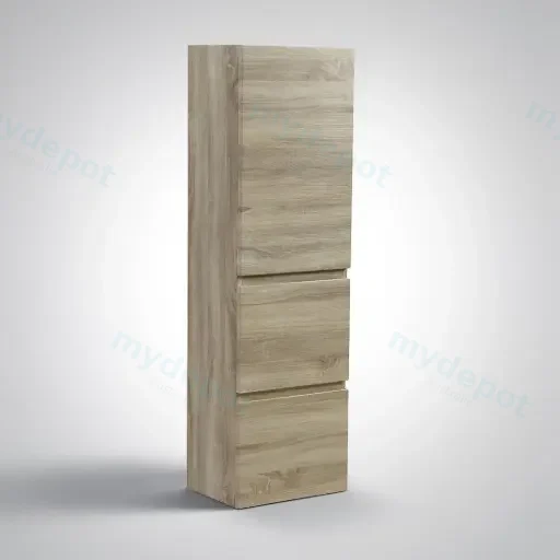 1350mm White Oak MDF Board with PVC Vacuum Filmed 2 Drawer 1 Door Tall Boy