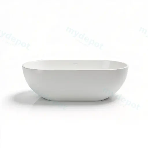 1400X750X550mm Matt White Kirra Solid Surface Stone Bath Integrated Overflow,40mm Waste And Pipe Included