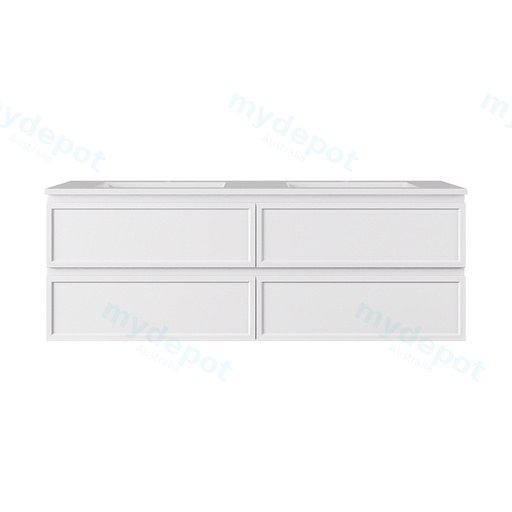 1490*455*500mm Matte White New Hamilton Federation Slim Wall Hung Cabinet For Single Bowl And Double Bowl