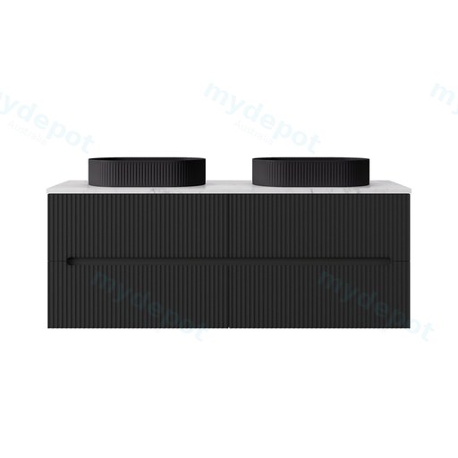 1490*455*540mm Matte Black Cabarita Morden Wall Hung PVC Cabinet For DoubleBowl Only