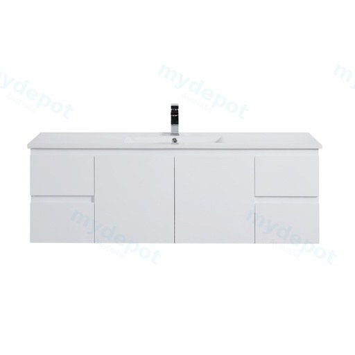1490*455*480mm Gloss White Alpha Wall Hung PVC Vanity