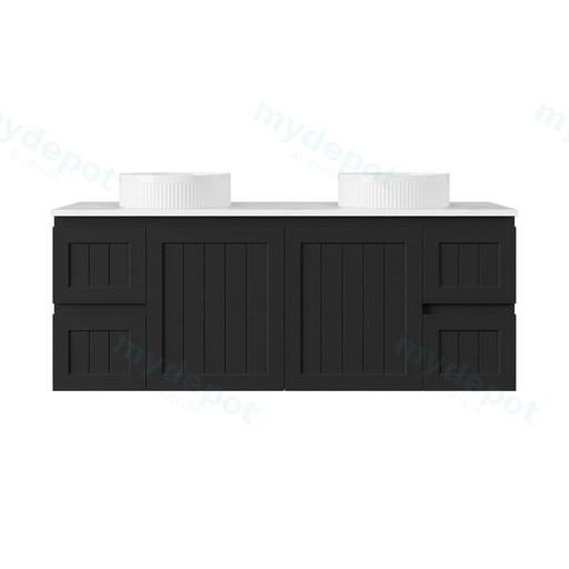 1490*455*560mm Matte Black Archill Federation Wall Hung Ensuite PVC Cabinet Double Bowel