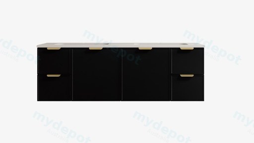 1490*455*560mm Matte Black Madura Federation Wall Hung PVC Cabinet