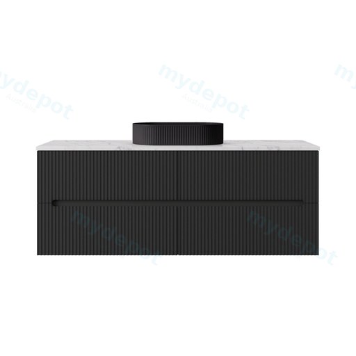 1490*455*540mm Matte Black Cabarita Morden Wall Hung PVC Cabinet For Single Bowl Only