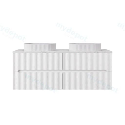 1490*455*540mm Matte White Cabarita Morden Wall Hung PVC Cabinet For Double Bowl Only