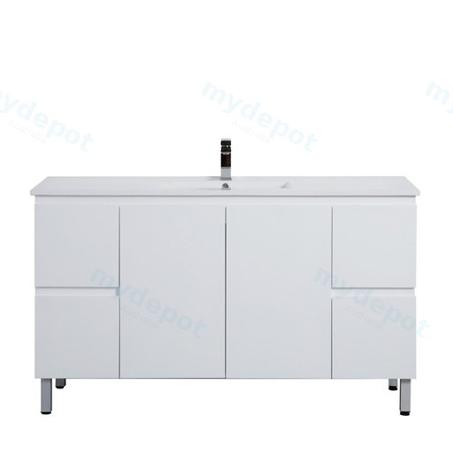 1490*455*860mm Gloss White Alpha Wall Hung PVC Vanity Single Bowl