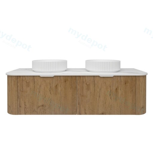 1490*493*400mm Prime Oak Agena Fluted Wood Grain Wall Hung Vanities Soft Closing Drawer Pull Out With Handle