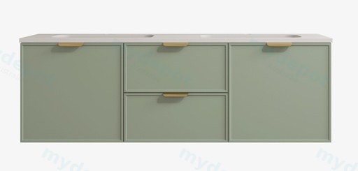 1490*455*560mm Olive Green Madura Federation Wall Hung PVC Cabinet,Left Hand Drawers
