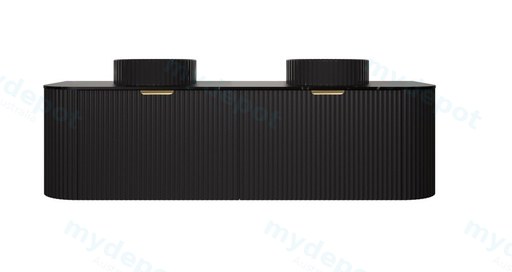 1490X455X470mm Matte Black Agena Modern Fluted Wall Hung Vanity PVC Cabinet