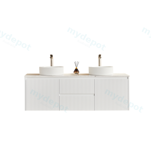 1490X455X480mm Matte White Crete Modern Fluted Wall Hung Vanity PVC Cabinet