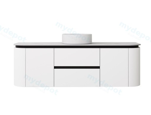 1490X455X470mm Matte Black And White Devito Modern Wall Hung Vanity PVC Cabinet