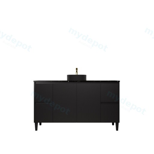 1490X455X860mm Matte Black Crete Modern Free Standing Vanity