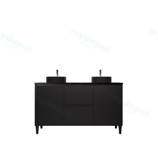 1490X455X860mm Matte Black Crete Modern Free Standing Vanity