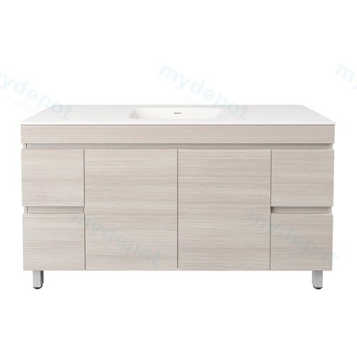 1490X455X710mm Camden Modern Free Standing Cabinet Coastal Oak,Soft Closing Finger Pull Doors,Middle Doors